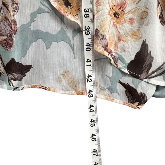 Band Of Gypsies Kimono Womens S Sage Gold Floral Open Front Duster Boho Festival - Picture 9 of 13